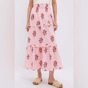 Tuckernuck Pink Floral A-Line Skirt